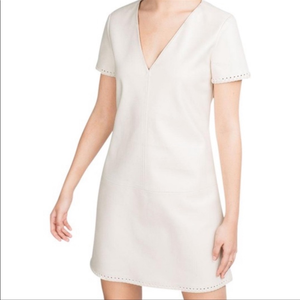 Zara faux leather v-neck dress